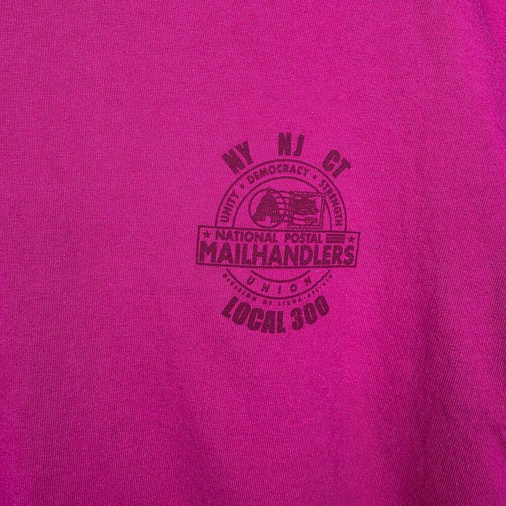 National Postal Mailhandlers Union Save Our Mail NY NJ CT Pink TShirt Size Large - Picture 2 of 10